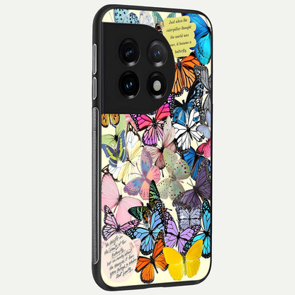  Butterflies Petal Dream back cover For OnePlus 11 slim fit glass case with vibrant aesthetic design
