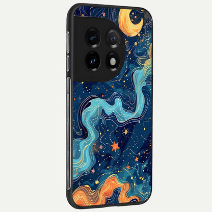  Celestial Dream Flow back cover For OnePlus 11 slim fit glass case with vibrant aesthetic design