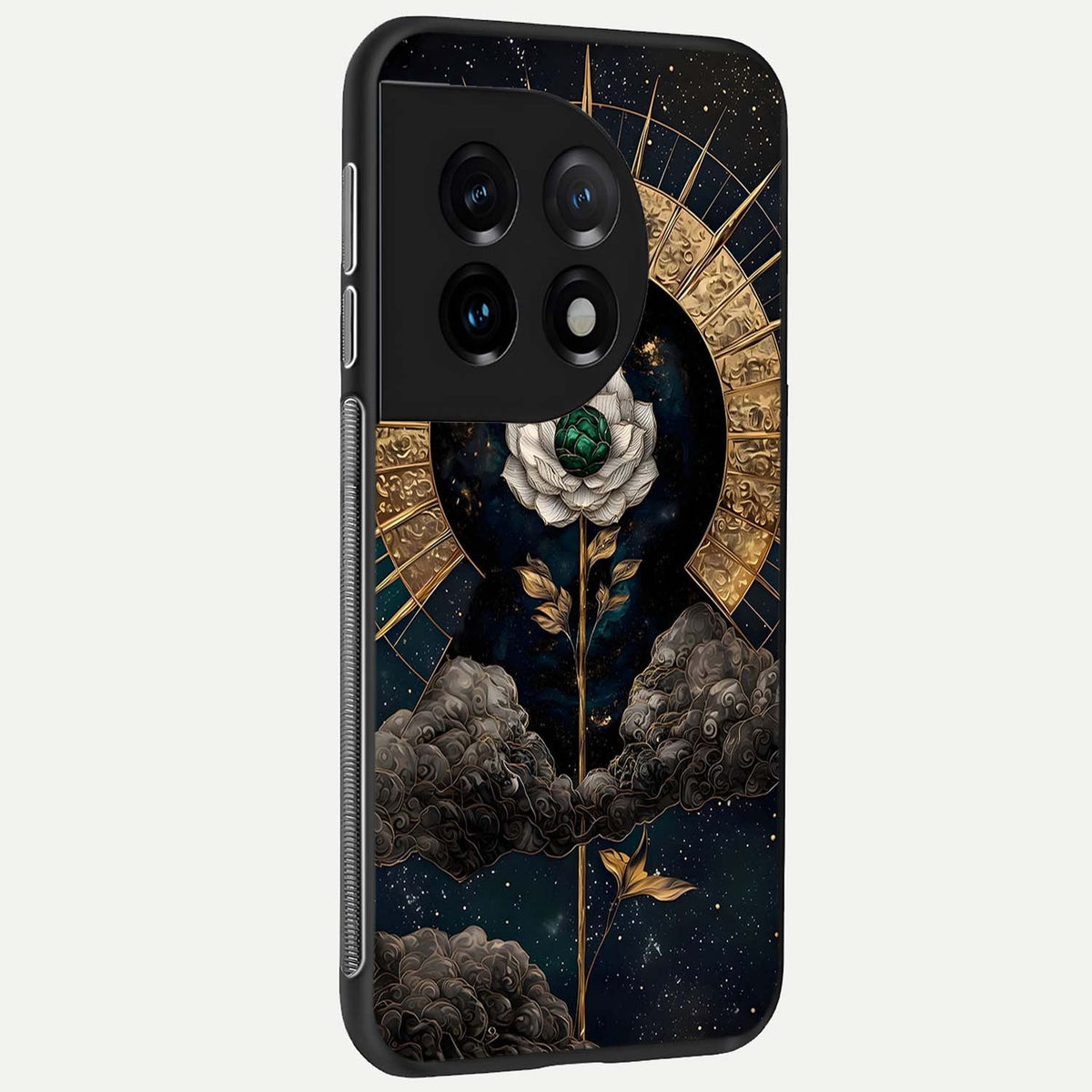  Celestial Lotus Morang back cover For OnePlus 11 slim fit glass case with vibrant aesthetic design