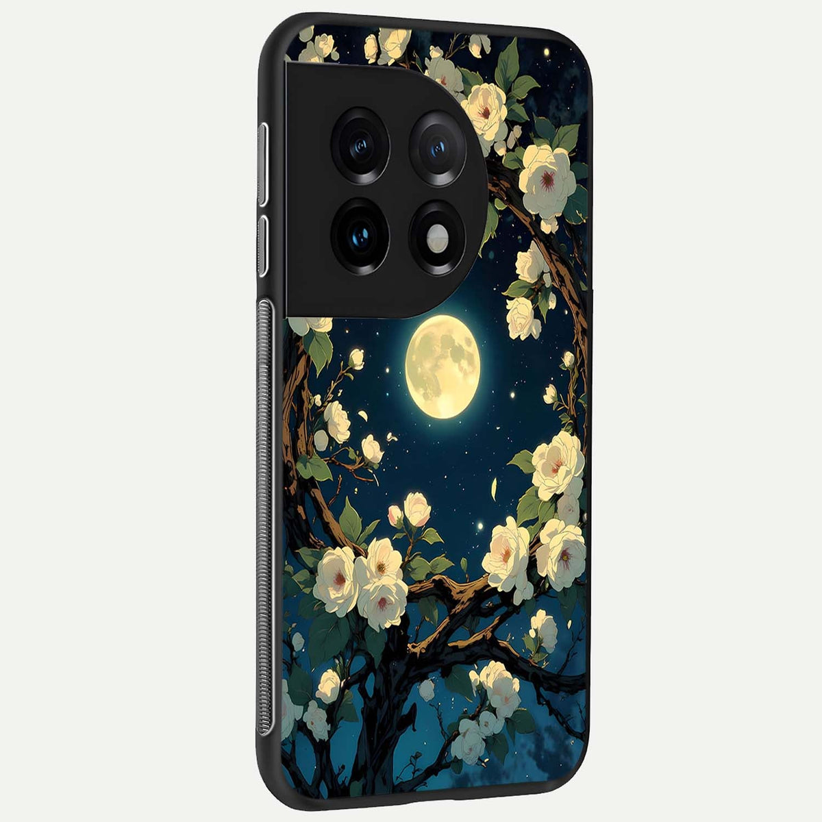  Celestial Moon And Flower back cover For OnePlus 11 slim fit glass case with vibrant aesthetic design