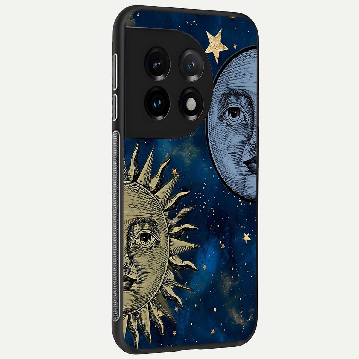 Celestial Moon With Sun back cover For OnePlus 11 slim fit glass case with vibrant aesthetic design