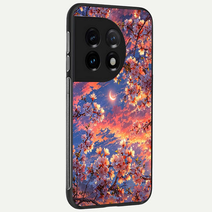  Celestial Sakura Sunset back cover For OnePlus 11 slim fit glass case with vibrant aesthetic design