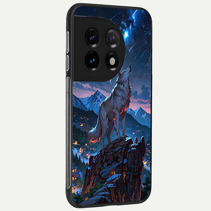  Celestial Wolf Howl back cover For OnePlus 11 slim fit glass case with vibrant aesthetic design
