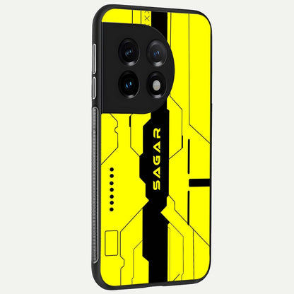 Circuit CYBERPUNK Custom Name back cover For OnePlus 11 slim fit glass case with vibrant aesthetic design