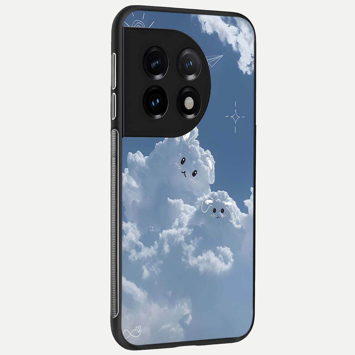  Cloud Bunny Dreams back cover For OnePlus 11 slim fit glass case with vibrant aesthetic design