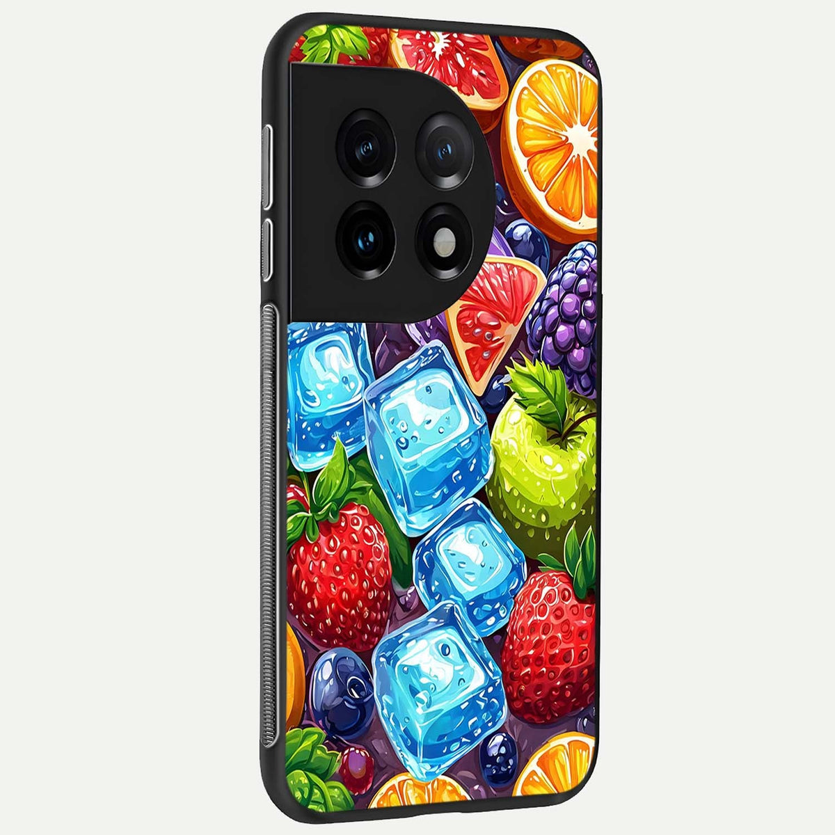  Colorful Fruits with Ice back cover For OnePlus 11 slim fit glass case with vibrant aesthetic design