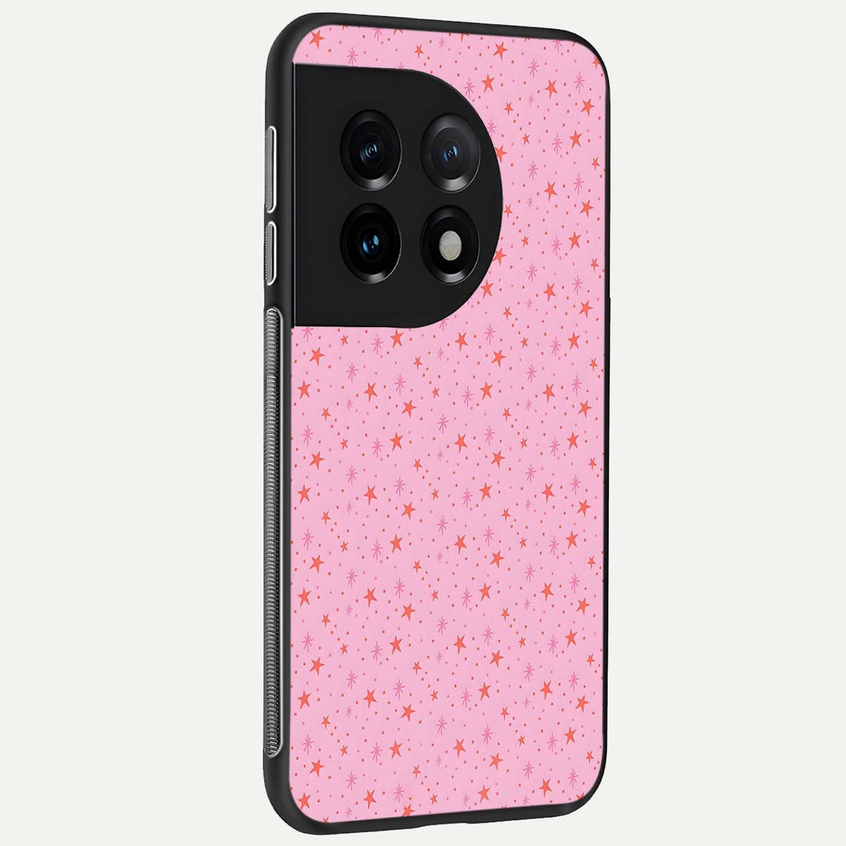  Cosmic Pink Sparkle back cover For OnePlus 11 slim fit glass case with vibrant aesthetic design