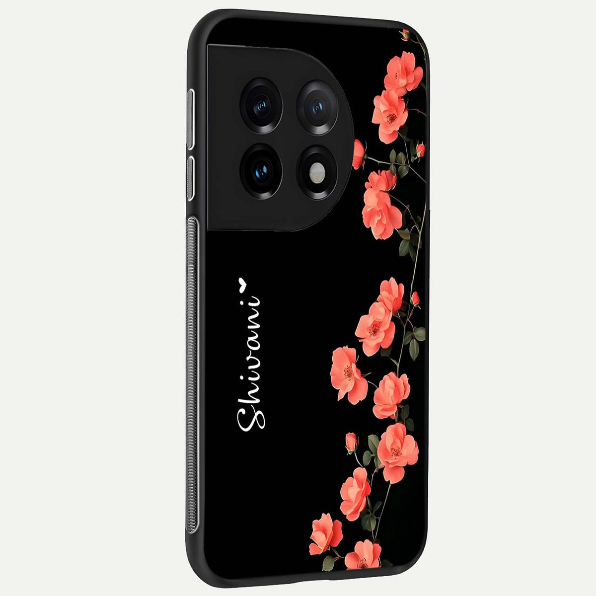  Crimson Bloom Grace Custom Name back cover For OnePlus 11 slim fit glass case with vibrant aesthetic design