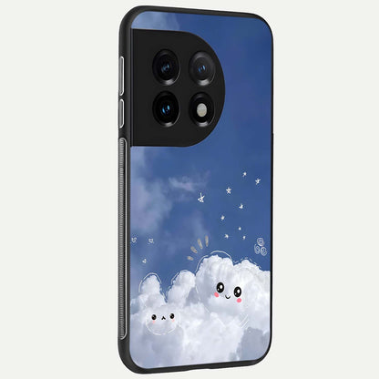  Cute Blossom Cloud back cover For OnePlus 11 slim fit glass case with vibrant aesthetic design