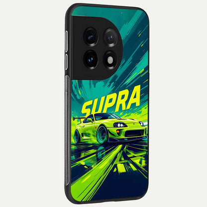  Electric Supra Thunder back cover For OnePlus 11 slim fit glass case with vibrant aesthetic design