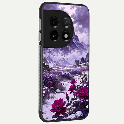  Flower Mountain View back cover For OnePlus 11 slim fit glass case with vibrant aesthetic design