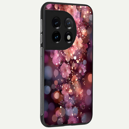  Glowing Petal Bliss back cover For OnePlus 11 slim fit glass case with vibrant aesthetic design