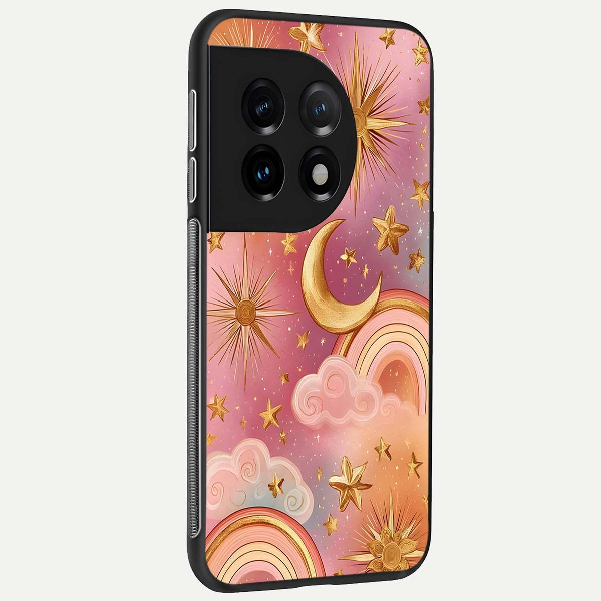  Golden Celestial Dreams back cover For OnePlus 11 slim fit glass case with vibrant aesthetic design