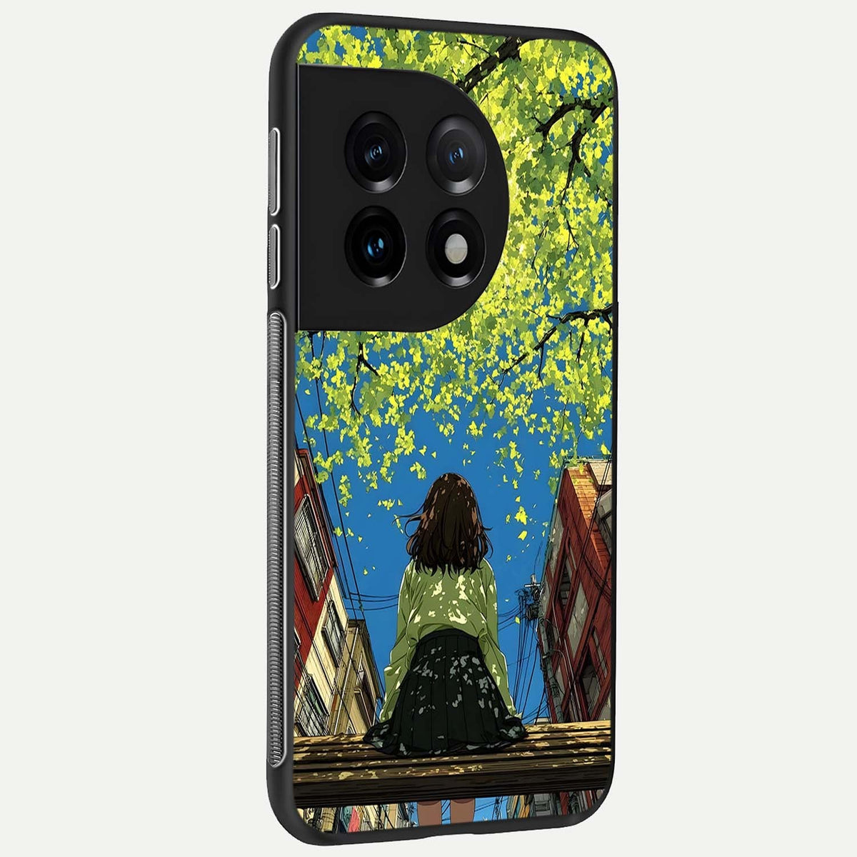  Golden Leaves Glow back cover For OnePlus 11 slim fit glass case with vibrant aesthetic design