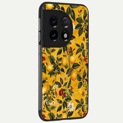  Golden Lemon Field back cover For OnePlus 11 slim fit glass case with vibrant aesthetic design