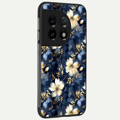  Golden Midnight Bloom back cover For OnePlus 11 slim fit glass case with vibrant aesthetic design