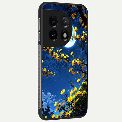  Golden Night Glow back cover For OnePlus 11 slim fit glass case with vibrant aesthetic design