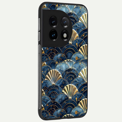  Golden Wave Luxe back cover For OnePlus 11 slim fit glass case with vibrant aesthetic design