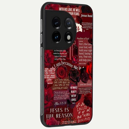  Jesus Love Heals back cover For OnePlus 11 slim fit glass case with vibrant aesthetic design