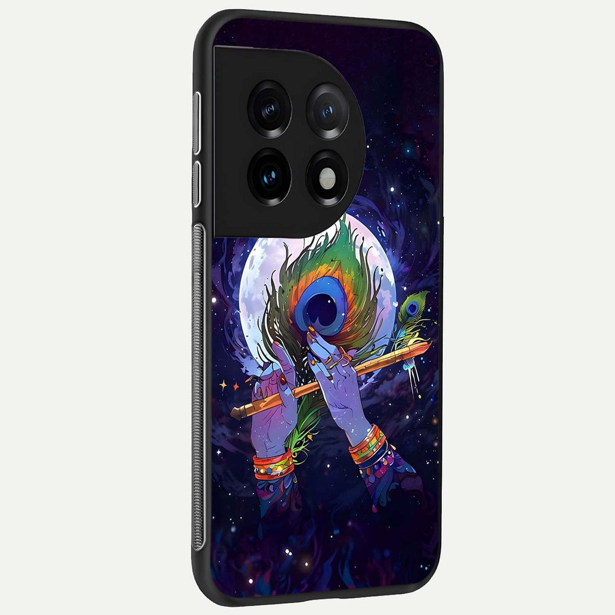  Krishna Hands Art back cover For OnePlus 11 slim fit glass case with vibrant aesthetic design