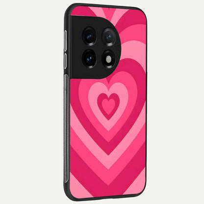  Layered Love Hearts back cover For OnePlus 11 slim fit glass case with vibrant aesthetic design