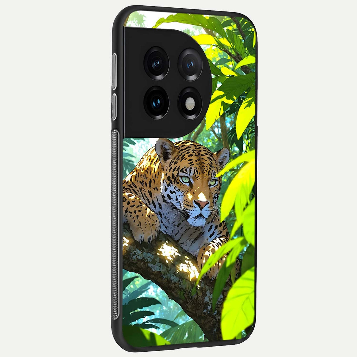  Leopard in Jungle back cover For OnePlus 11 slim fit glass case with vibrant aesthetic design