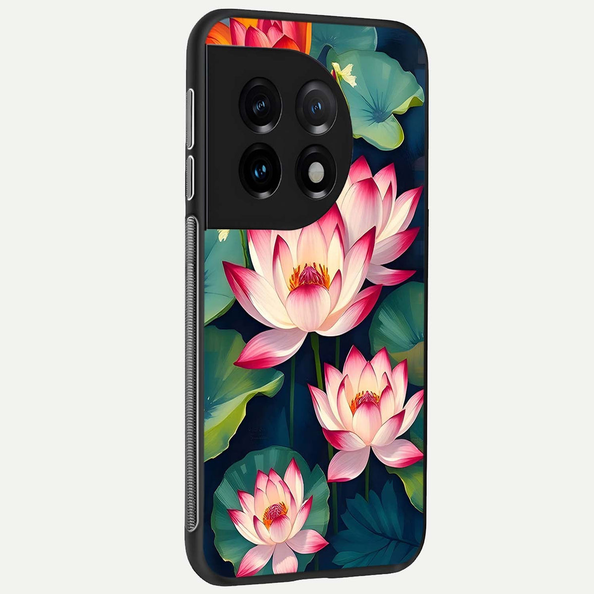  Lotus Dream Serenity back cover For OnePlus 11 slim fit glass case with vibrant aesthetic design