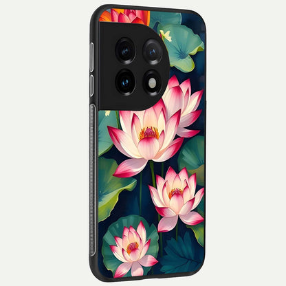  Lotus Dream Serenity back cover For OnePlus 11 slim fit glass case with vibrant aesthetic design