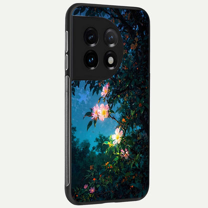  Midnight Bloom Glow back cover For OnePlus 11 slim fit glass case with vibrant aesthetic design