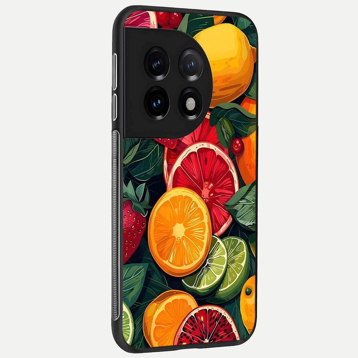  Multiple Fruits back cover For OnePlus 11 slim fit glass case with vibrant aesthetic design