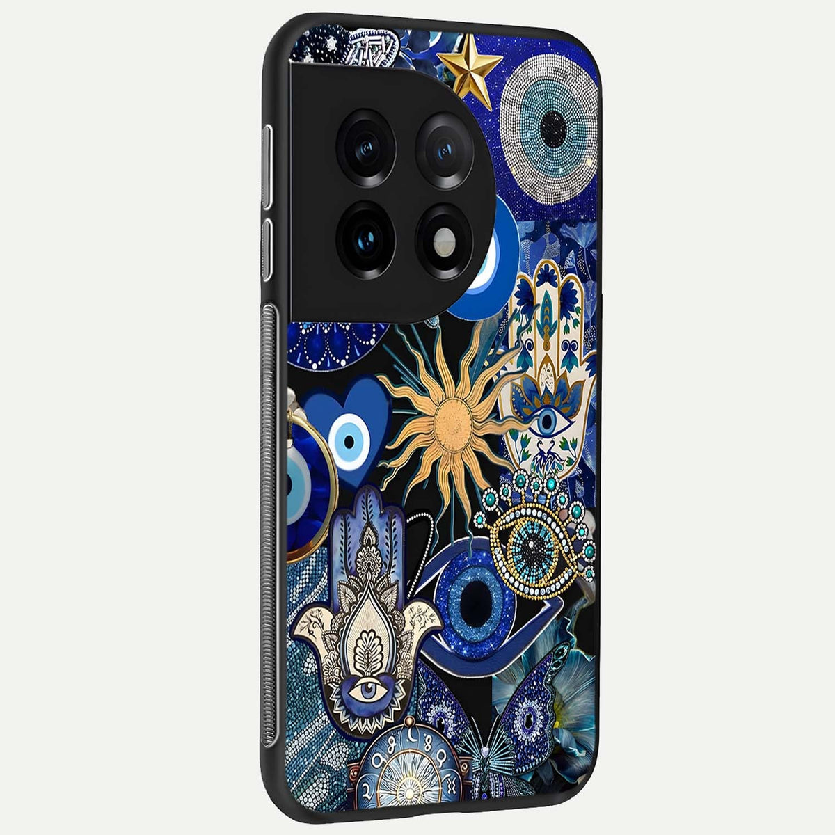  Mystic Blue Evil Eye back cover For OnePlus 11 slim fit glass case with vibrant aesthetic design