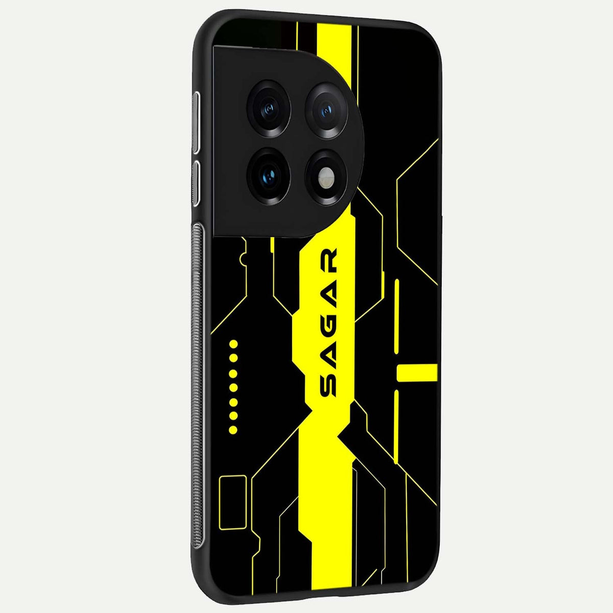  Neon CYBERPUNK Custom Name back cover For OnePlus 11 slim fit glass case with vibrant aesthetic design