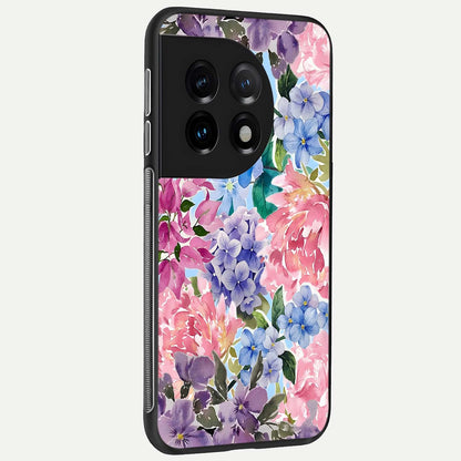  Pastel Floral Mix back cover For OnePlus 11 slim fit glass case with vibrant aesthetic design