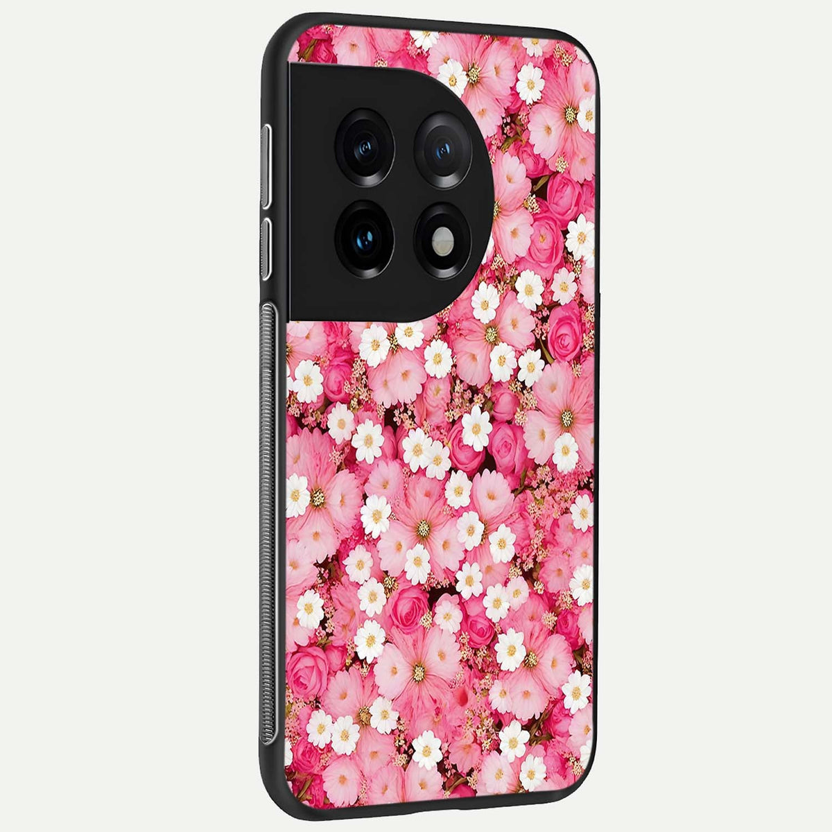  Pink Daisy Bliss back cover For OnePlus 11 slim fit glass case with vibrant aesthetic design