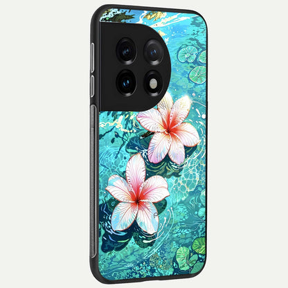  Pink Flowers in Water back cover For OnePlus 11 slim fit glass case with vibrant aesthetic design