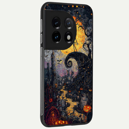  Pumpkin Moon Night back cover For OnePlus 11 slim fit glass case with vibrant aesthetic design