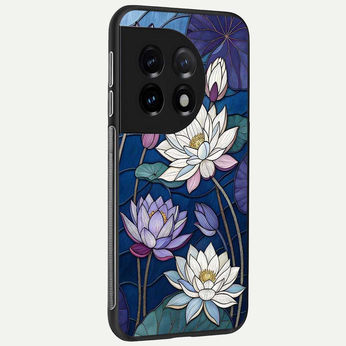  Purple Lotus Stained back cover For OnePlus 11 slim fit glass case with vibrant aesthetic design