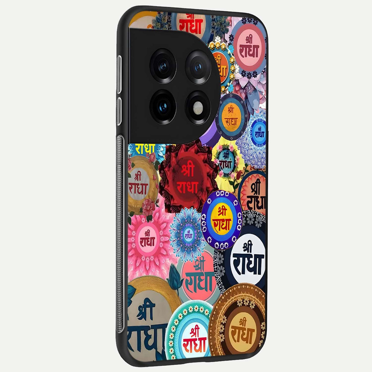  Radha Divine Bloom back cover For OnePlus 11 slim fit glass case with vibrant aesthetic design