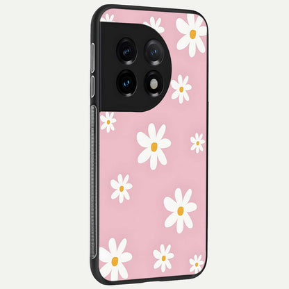  Soft Daisy Bliss back cover For OnePlus 11 slim fit glass case with vibrant aesthetic design