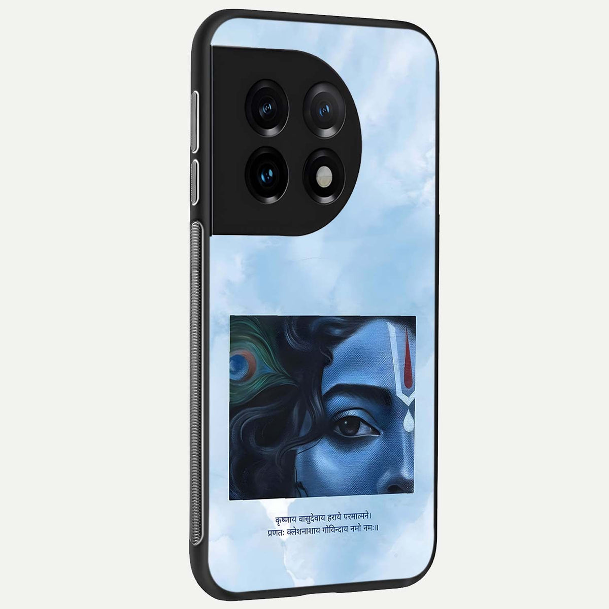  Spiritual Krishna back cover For OnePlus 11 slim fit glass case with vibrant aesthetic design