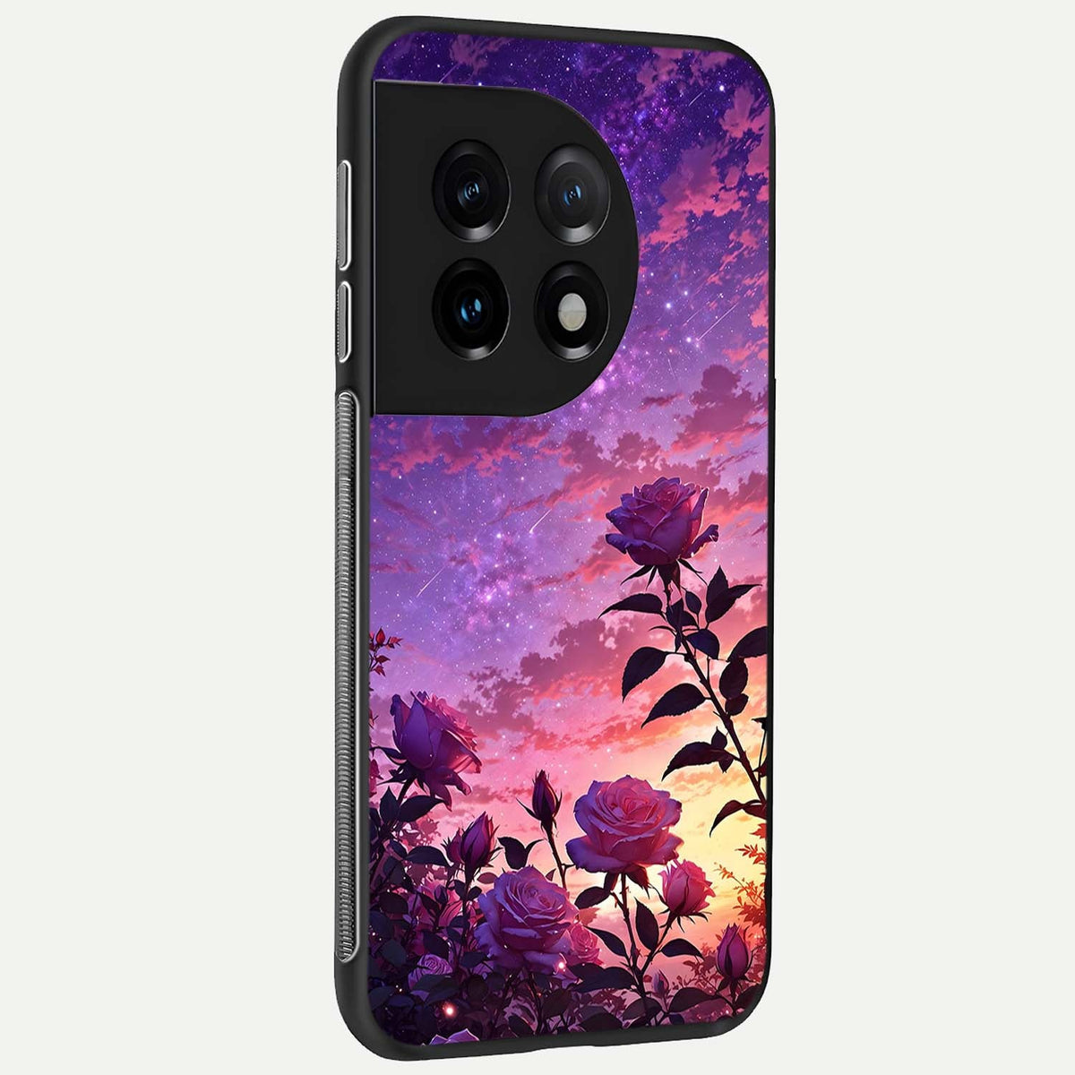  Starlit Rose Twilight back cover For OnePlus 11 slim fit glass case with vibrant aesthetic design