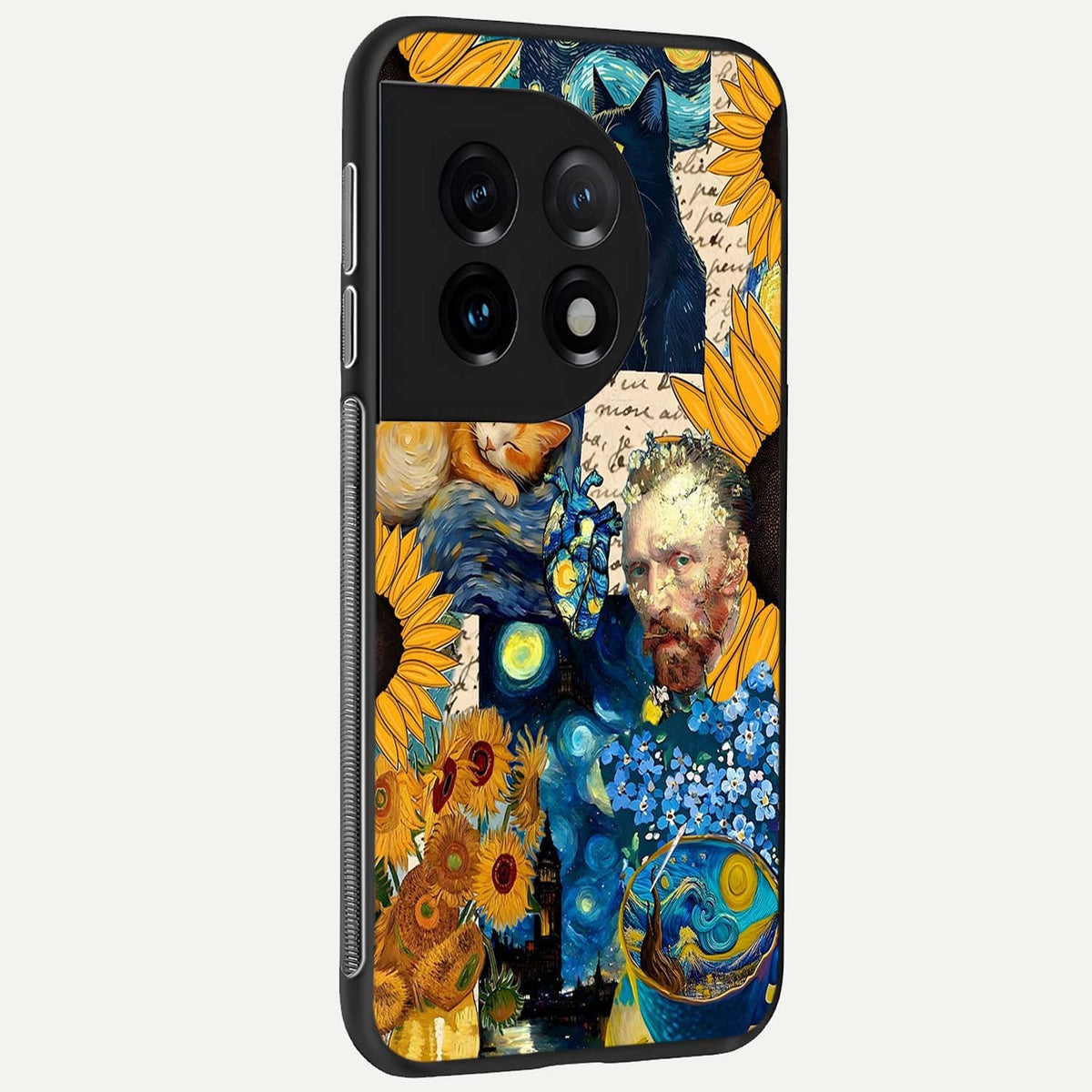  Sunflower Chic Mood Custom Name back cover For OnePlus 11 slim fit glass case with vibrant aesthetic design