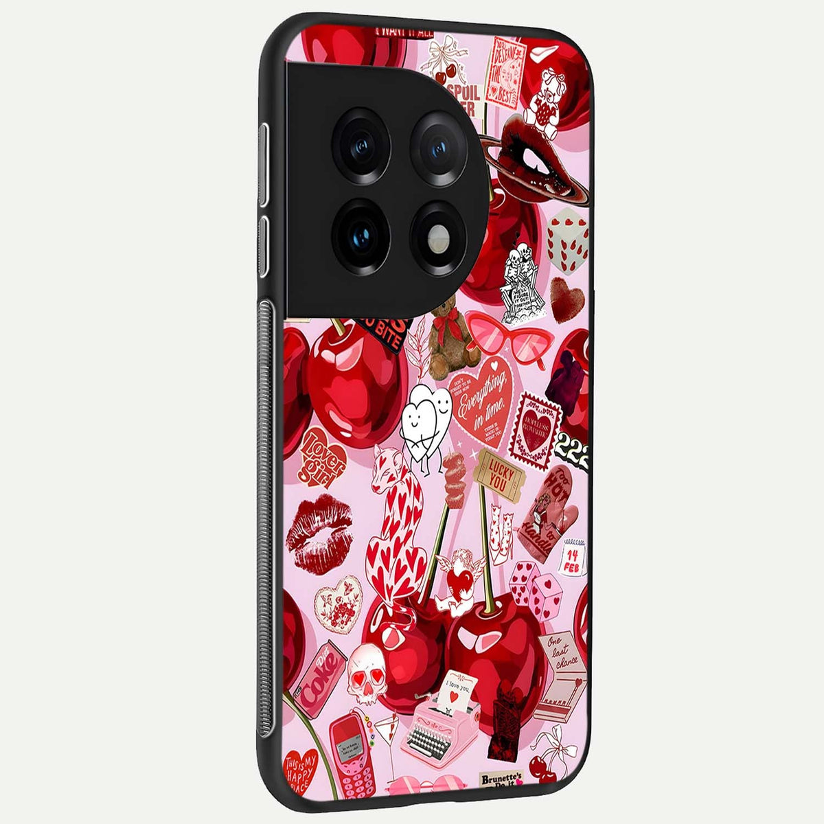  Sweet Cherry Chaos back cover For OnePlus 11 slim fit glass case with vibrant aesthetic design