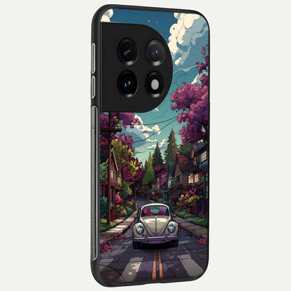  Vintage Street Drive back cover For OnePlus 11 slim fit glass case with vibrant aesthetic design