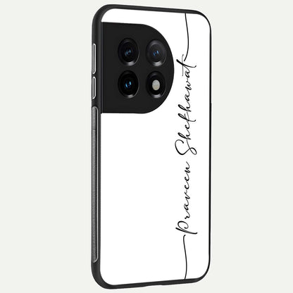 White Tune Custom Name back cover For OnePlus 11 slim fit personalized glass case with aesthetic design