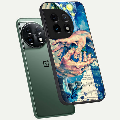  Aesthetic Divider phone case For OnePlus 11 showing premium glass back cover with detailed artwork