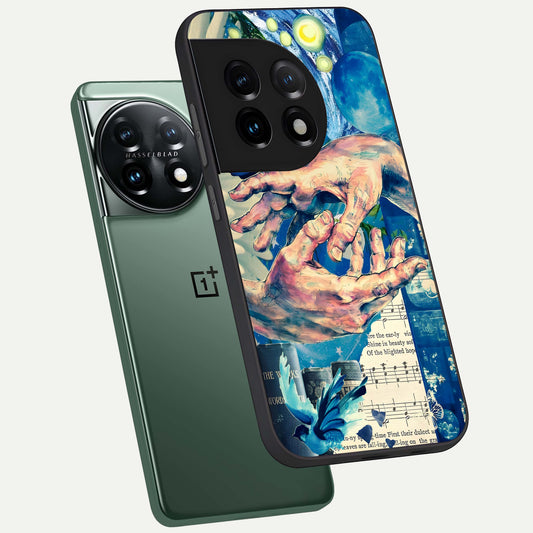  Aesthetic Divider phone case For OnePlus 11 showing premium glass back cover with detailed artwork