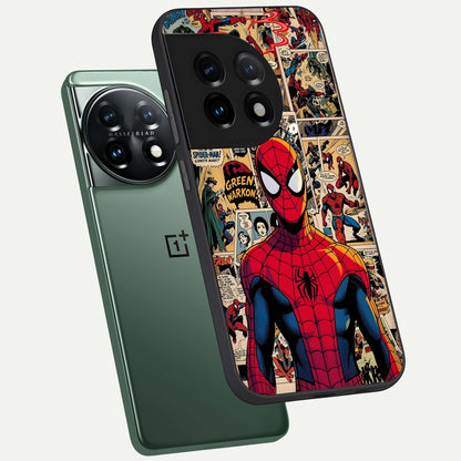  Aesthetic Spider phone case For OnePlus 11 showing premium glass back cover with detailed artwork