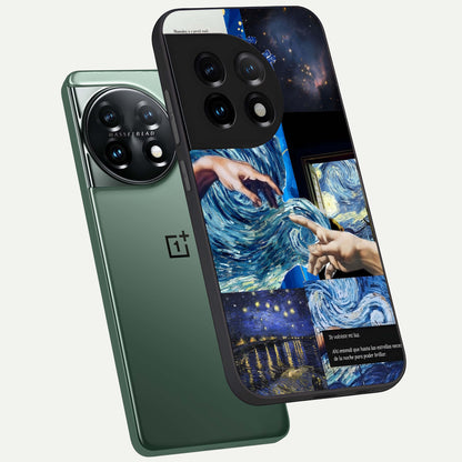  Aesthetic Vando Hands phone case For OnePlus 11 showing premium glass back cover with detailed artwork