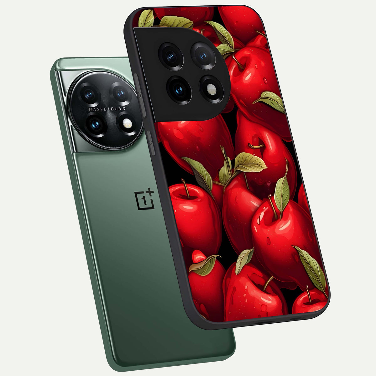  Apple Pattern phone case For OnePlus 11 showing premium glass back cover with detailed artwork